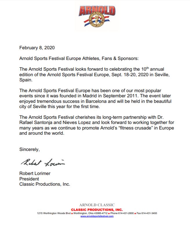Ложь о ликвидации фестиваля Arnold Sports Europe 2020 - Бодибилдинг форум AnabolicShops
