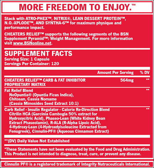 Cheaters Relief от BSN - Бодибилдинг форум AnabolicShops